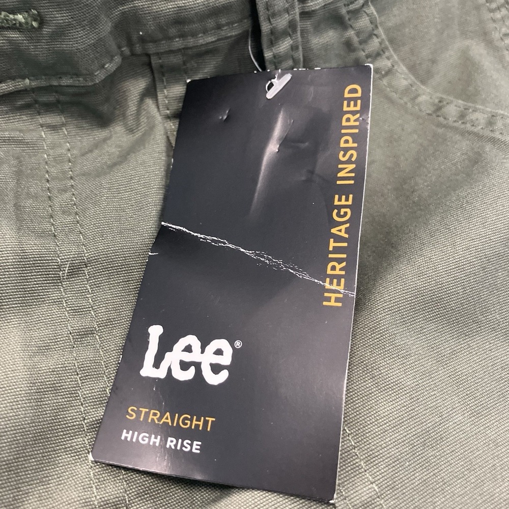 VTG Lee Womens Straight Leg Workwear Cargo Pants Army Green Carpenter Size 6 Y2K - Picture 5 of 11